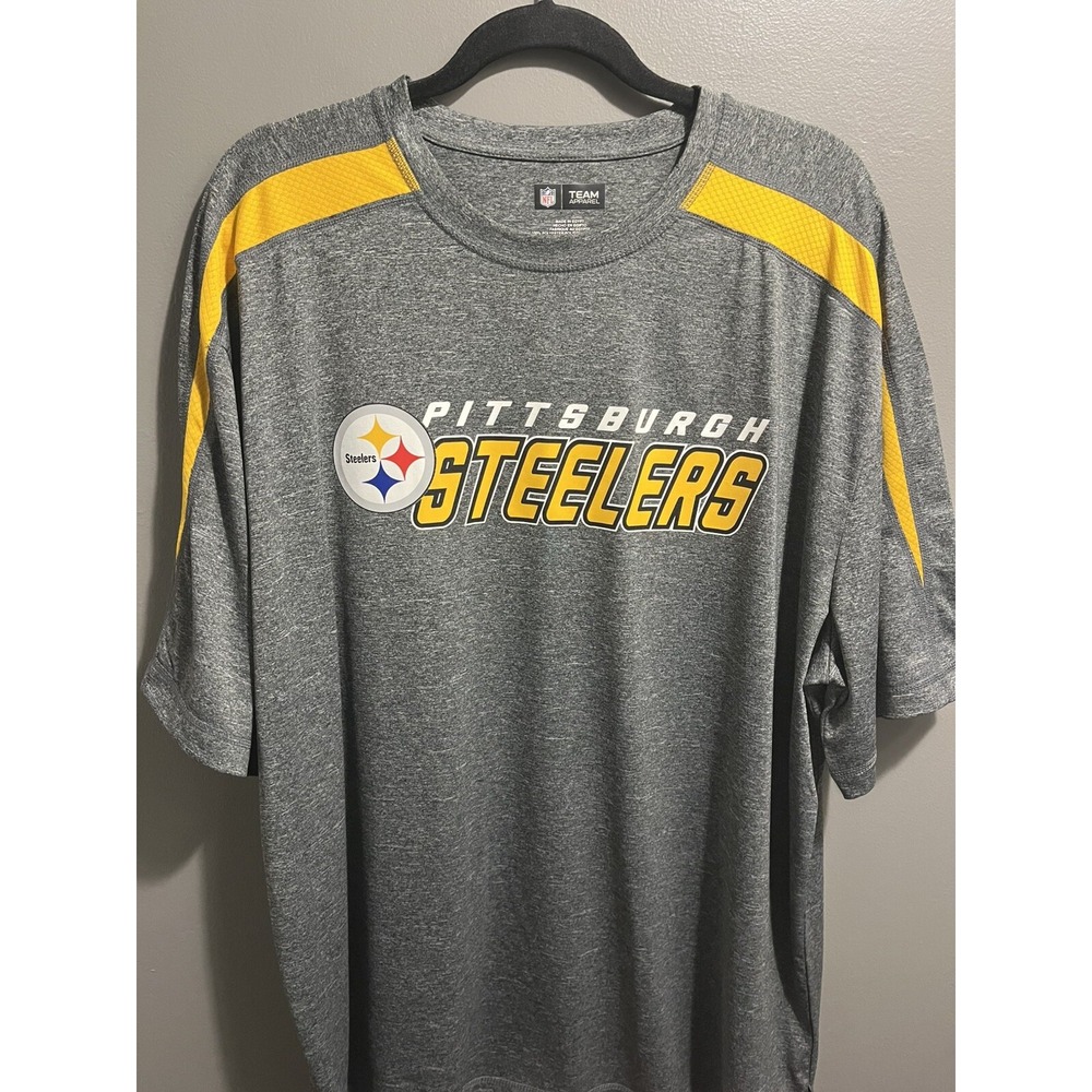 NFL Pittsburgh Steelers Football Shirt Mens 2XL Gray 100% Polyester Short Sleeve